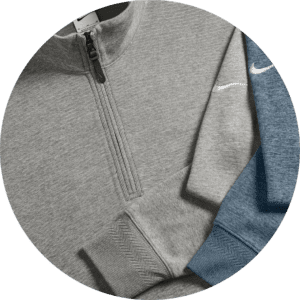 Nike zip-up sweatshirt in gray and blue.
