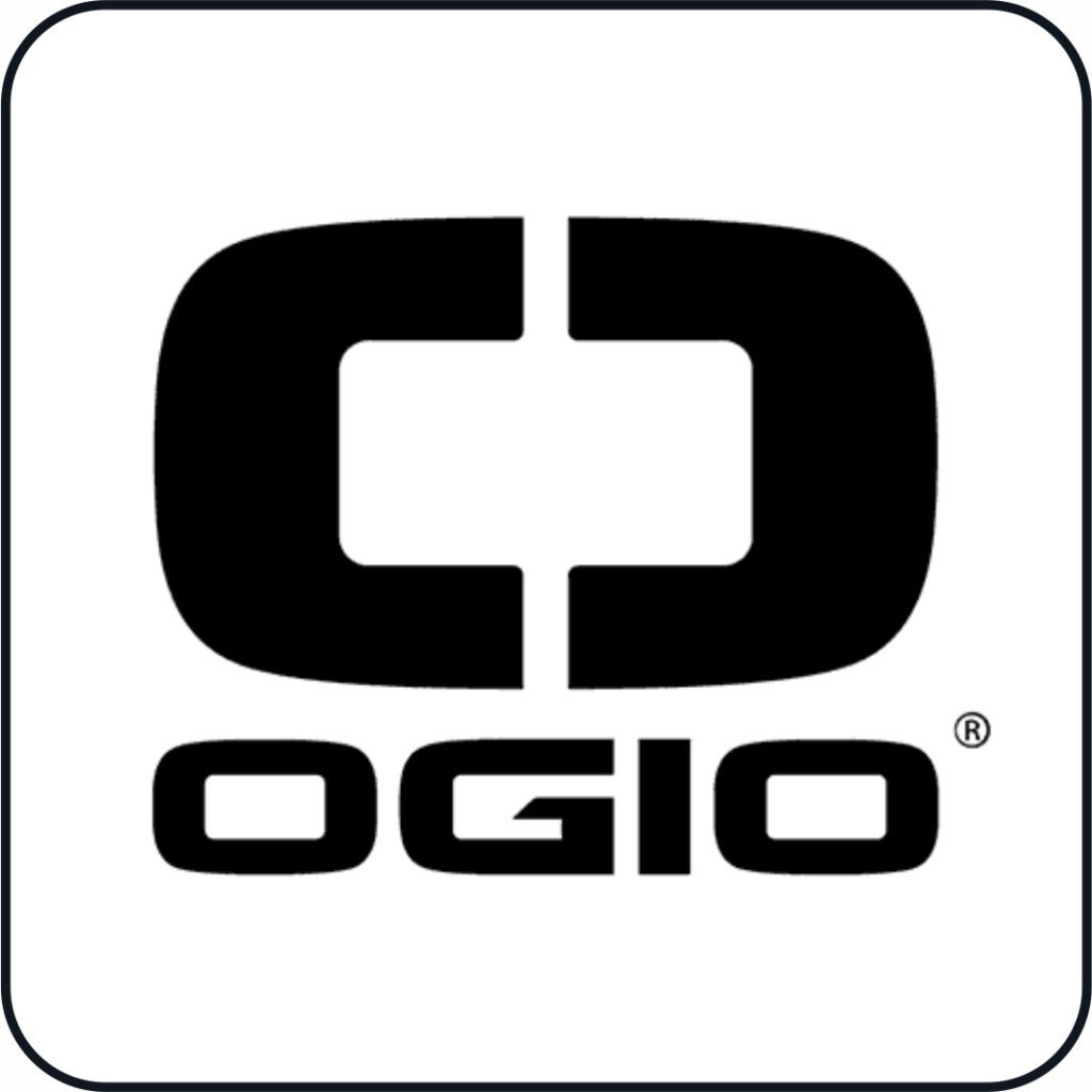 Ogio brand logo in black and white.