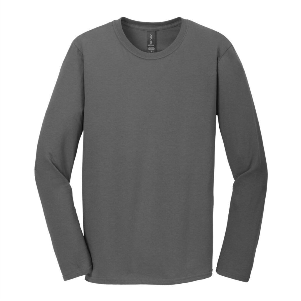 Gray long-sleeve shirt on a white background.